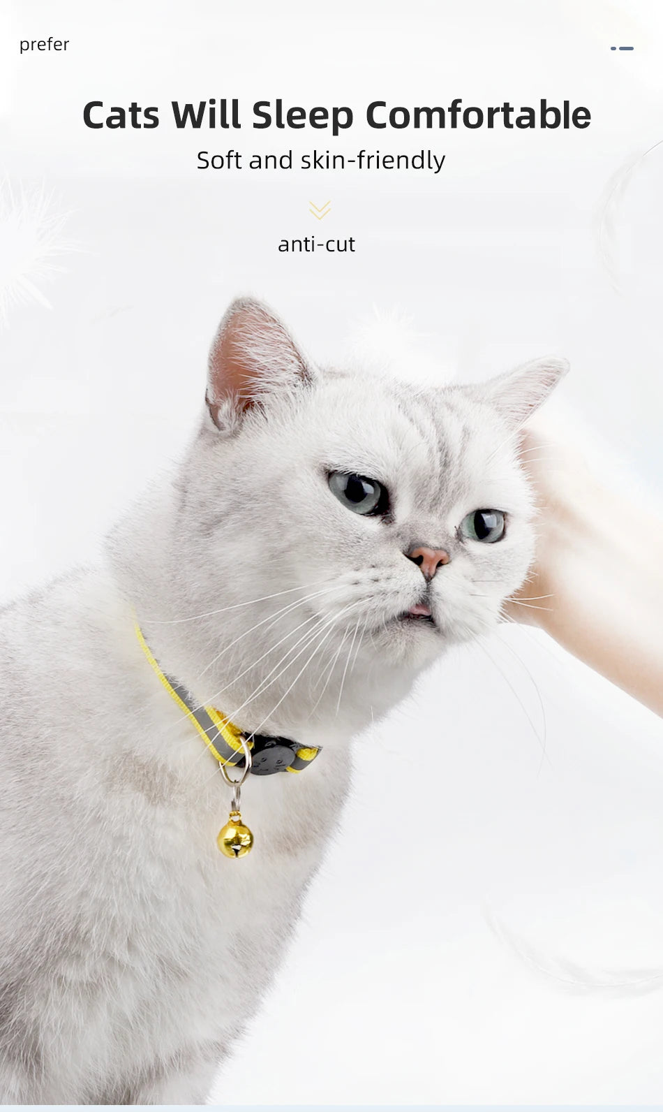 ROJECO Cat Collar with Bell Reflective Colorful Night Safety Collar For Cats Adjustable Cat Kitten Necklace Pet Leash Supplies