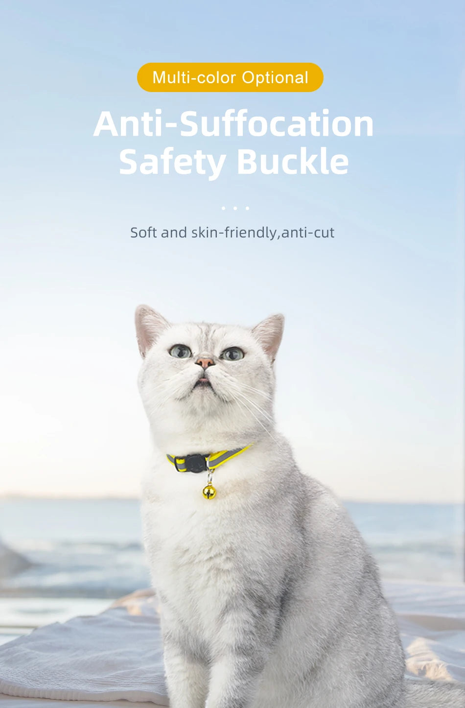 ROJECO Cat Collar with Bell Reflective Colorful Night Safety Collar For Cats Adjustable Cat Kitten Necklace Pet Leash Supplies