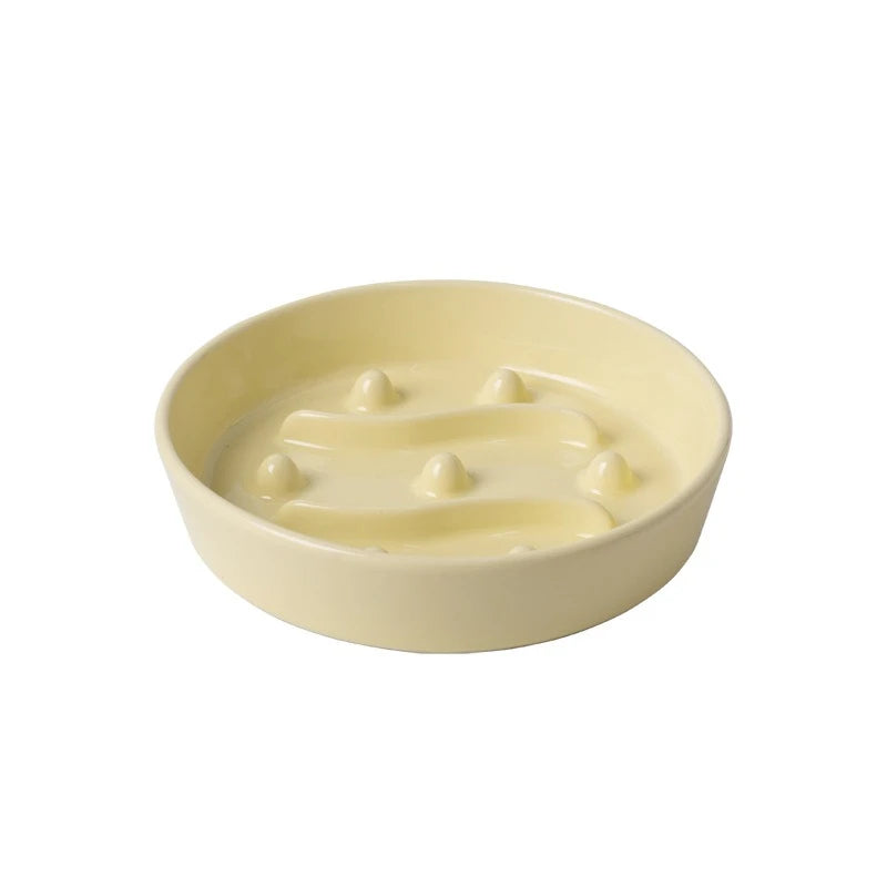 Slow Feeder Pet Bowl with Anti-slip Base Against Tipping Curved Ridges Slow Eating To Prevent Choking for Dry Wet Food