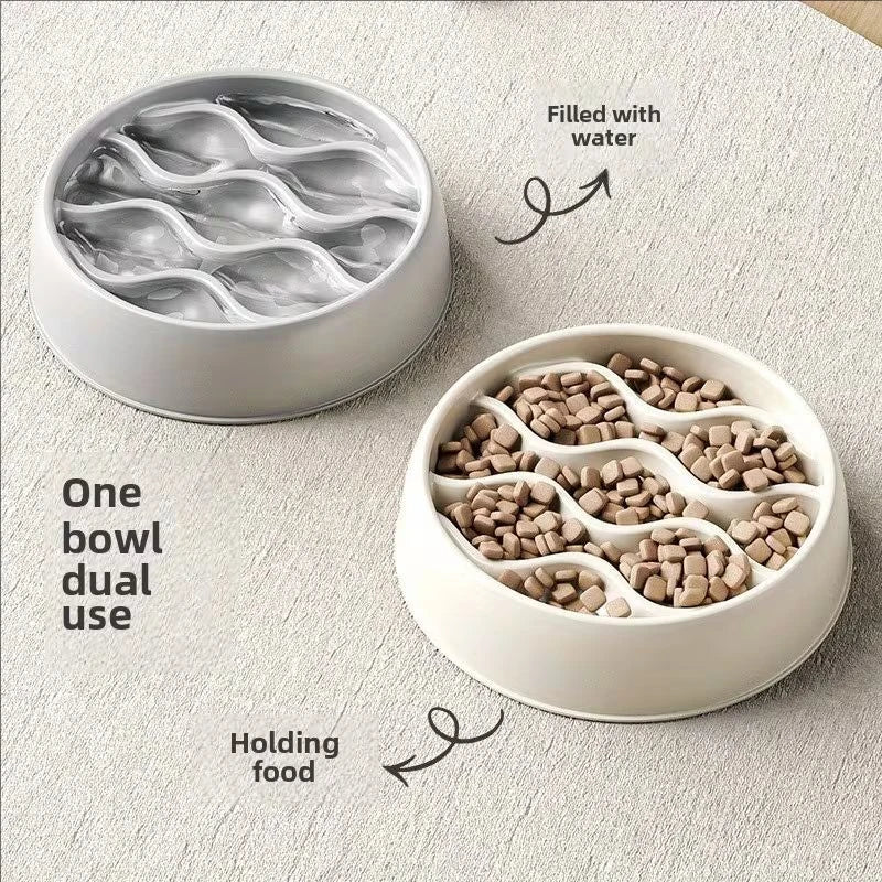 Cat Slow Feeder Bowl Large Capacity Thickened Slow Feeding Dish Durable PP Material Slow Feeder Bowl