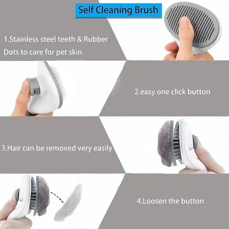 Pet Hair Deshedding Brush Self Cleaning for Dogs Cats Grooming Tool Remove Loose Undercoat Fur Pet Hair Remover