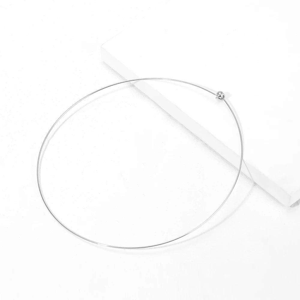 1 Piece 304 Stainless Steel Wire Collar Choker Necklace Round with Removable Ball End Cap Handmade DIY Jewelry Making 45cm Long