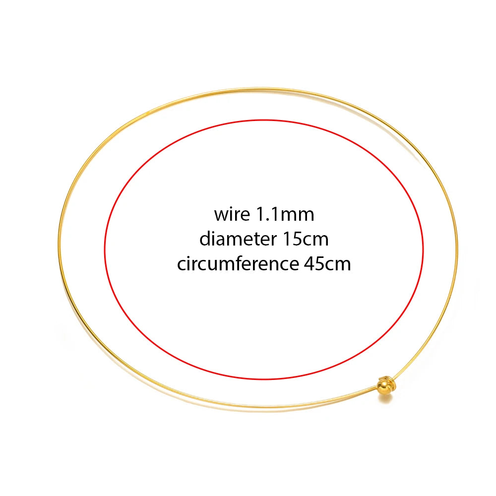 1 Piece 304 Stainless Steel Wire Collar Choker Necklace Round with Removable Ball End Cap Handmade DIY Jewelry Making 45cm Long