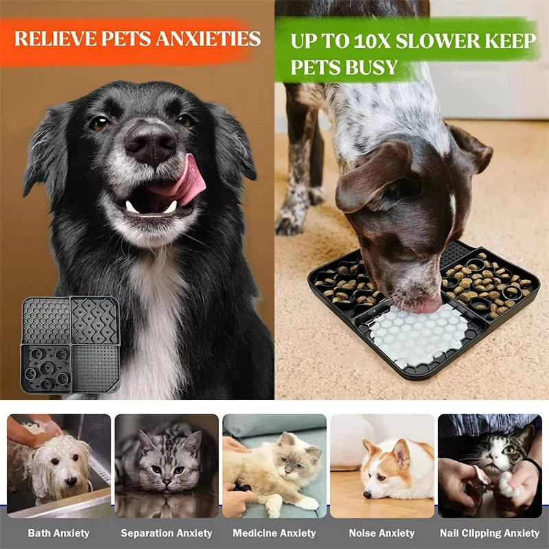 Slow Feeder Mat for Pets - Non-Toxic Silicone (Turquoise) Upgraded Anxiety and Boredom Relief Tool with Aluminum Bowl,17x11x2 in