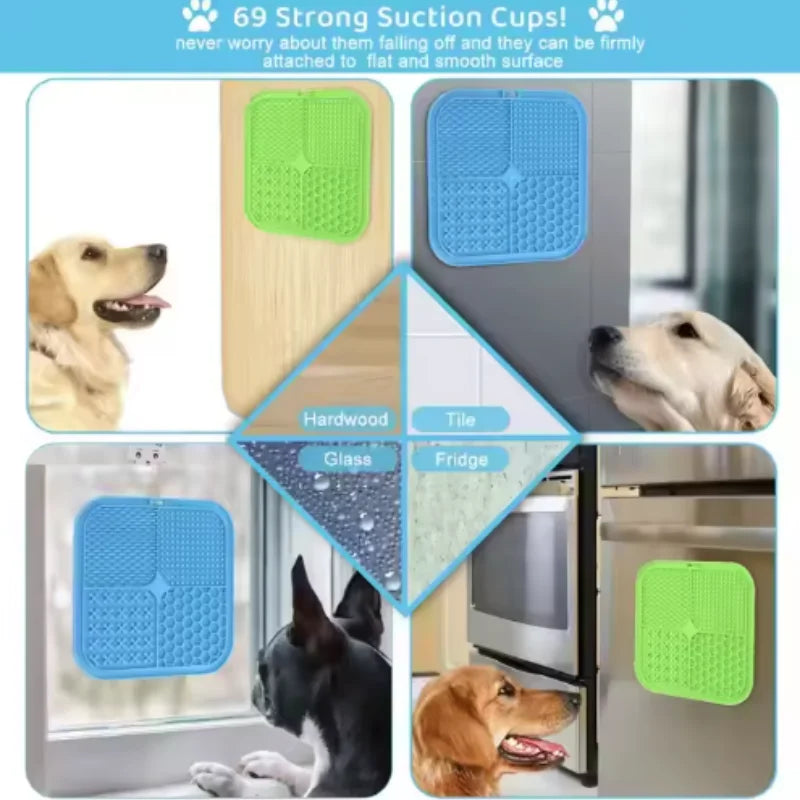 Pet Lick Silicone Mat Slow Feeder Dog Food Plate Bathing Distraction Sucker Training Feeder for Dogs Kitchen Supplies
