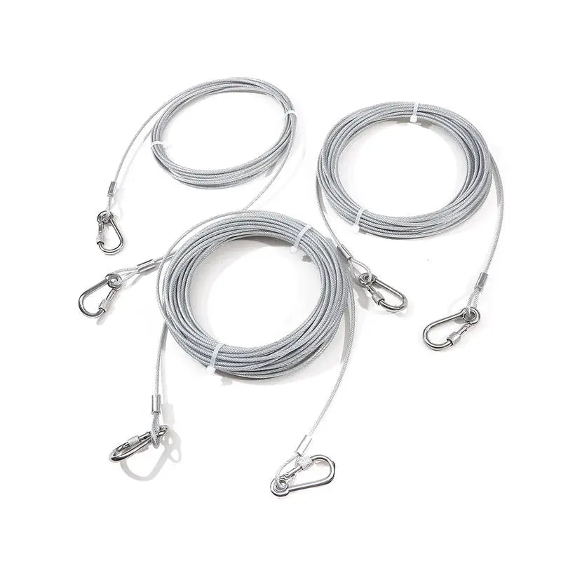 Double-headed Dog Tie Out Cable Leash ,raction rope with metal buckle steel wire anti-rust training collar,Outdoor Dogs Strap