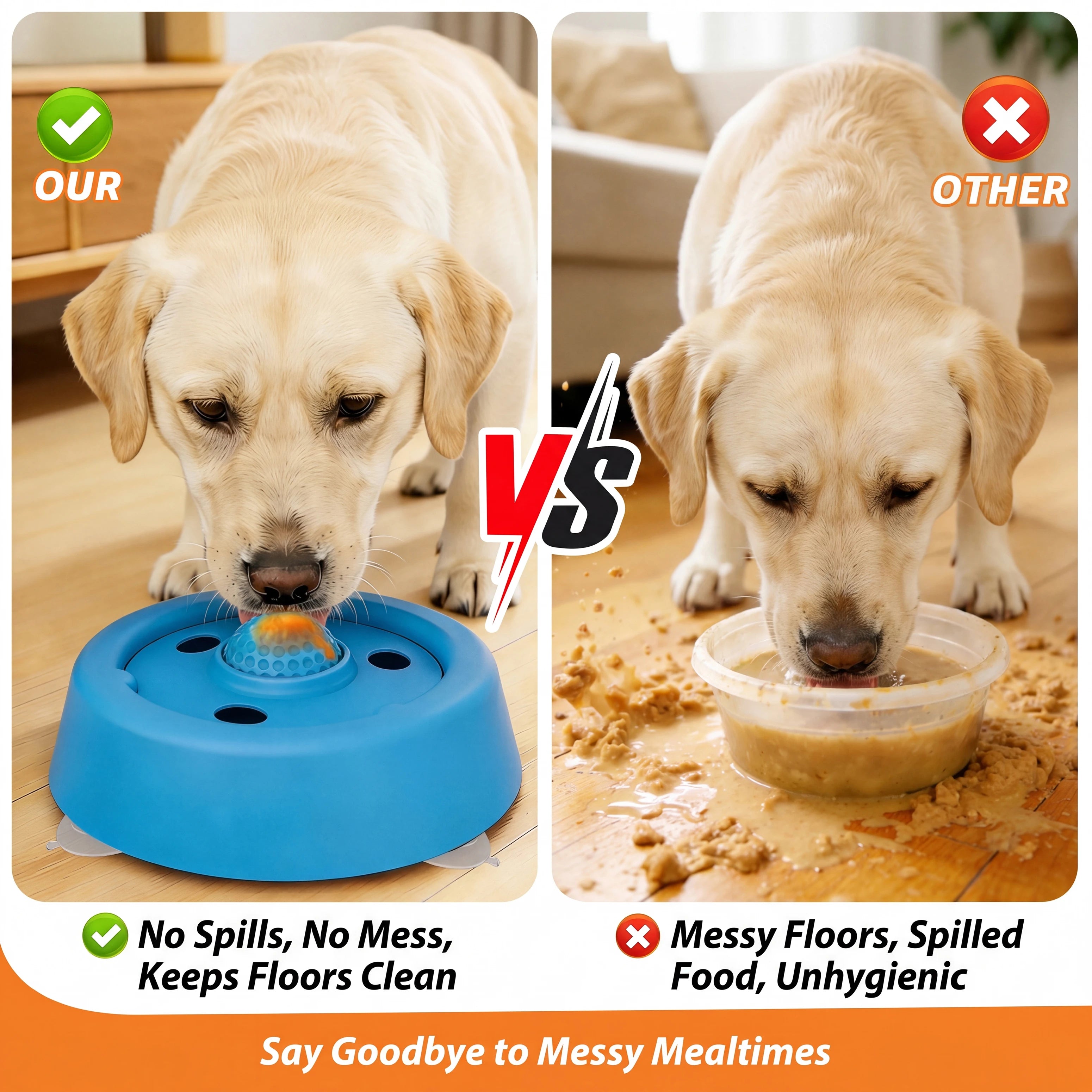Slow Feeder Dog Bowl, Lick Ball Lid, Anti-Slip Suction Cups, for Wet Food, Bone Broth and Liquid Treats, Ideal for Small Dogs
