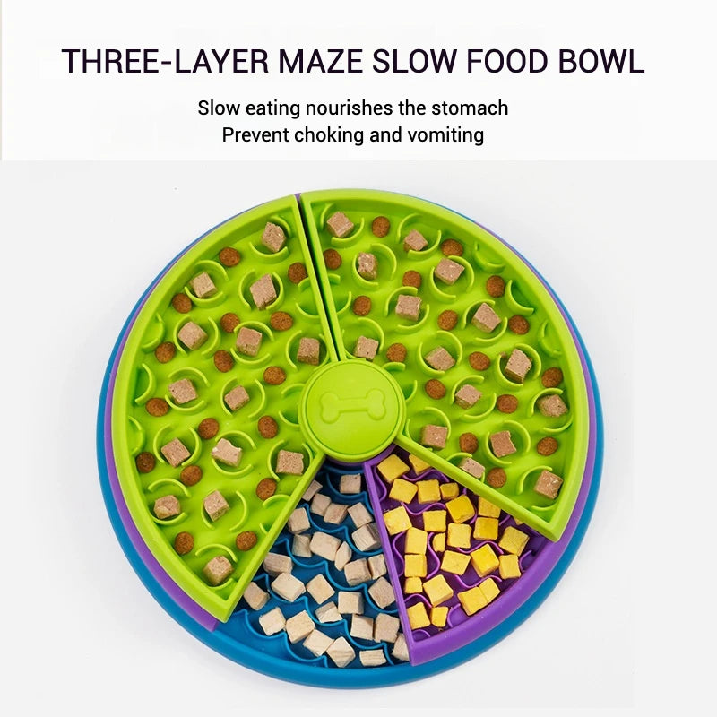 Pet Slow Feeding Bowl Pet Three-layer Slow Food Bowl Puzzle Rotating Feeder Dog Interactive Feeding Bowl Pet Supplies