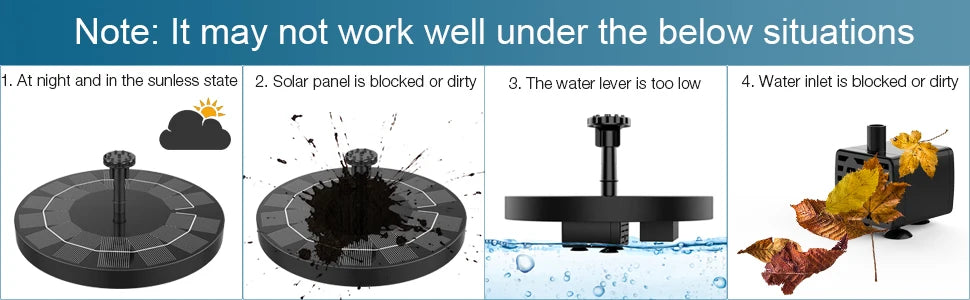 Solar Water Fountain Pool Pond Waterfall Fountain Garden Decoration Outdoor Bird Bath Solar Powered Floating Water Pump