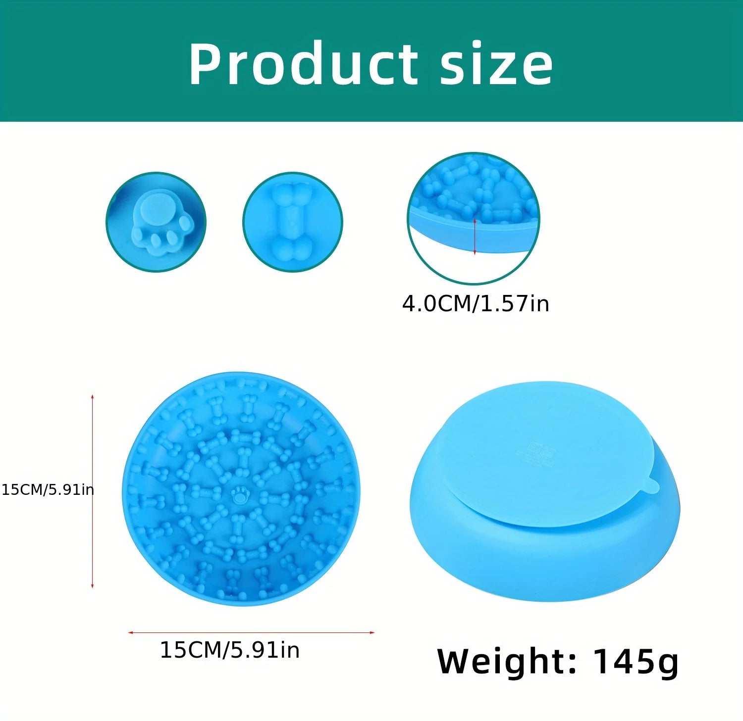 Slow Food Bowl  Feeder Pet Bowl Tableware Anti-tip Pads Suction Cups Slow Food Basins Plates Massage Licking Dog Food Bowl