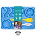 Slow Feeder Mat for Pets - Non-Toxic Silicone (Turquoise) Upgraded Anxiety and Boredom Relief Tool with Aluminum Bowl,17x11x2 in