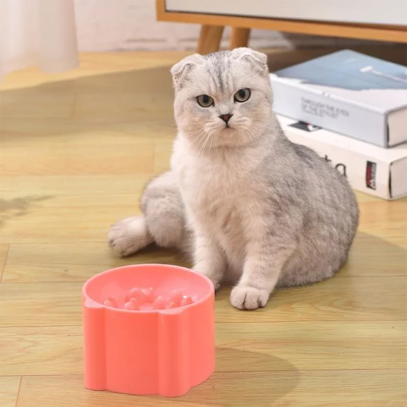 Slow Feeder Dog Cat Bowl, Anti-Choking & Neck Support Design - Puzzle Food Dish for Fast Eaters, Pet Supplies to Prevent Bloat