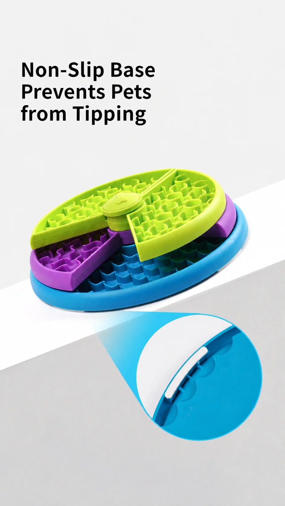 Rotating Tray Slow Feeder Dog Bowl Anti‑Tipping Anti‑Gulping Non‑Slip Pet Slow Eating Food Basin Feeding Dish for Small Dogs Pup