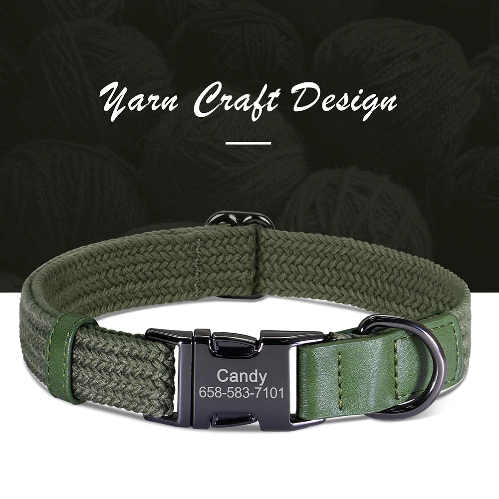 Custom Dog Collar Dog Durable Nylon Dog Collars Free Engraved Pet Name Buckle Necklace Adjustable for Small Medium Large Dogs