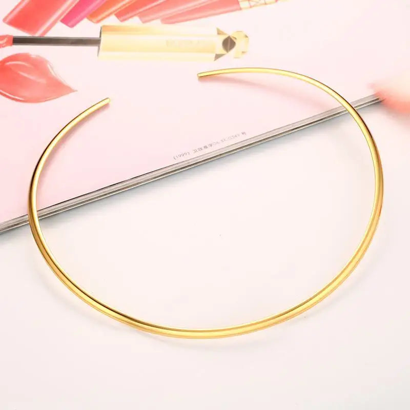Stainles Steel Chocker Collar Necklace For Women, Open Neck Cuff Torques , Minimalist Necklace Birthday Party Gift