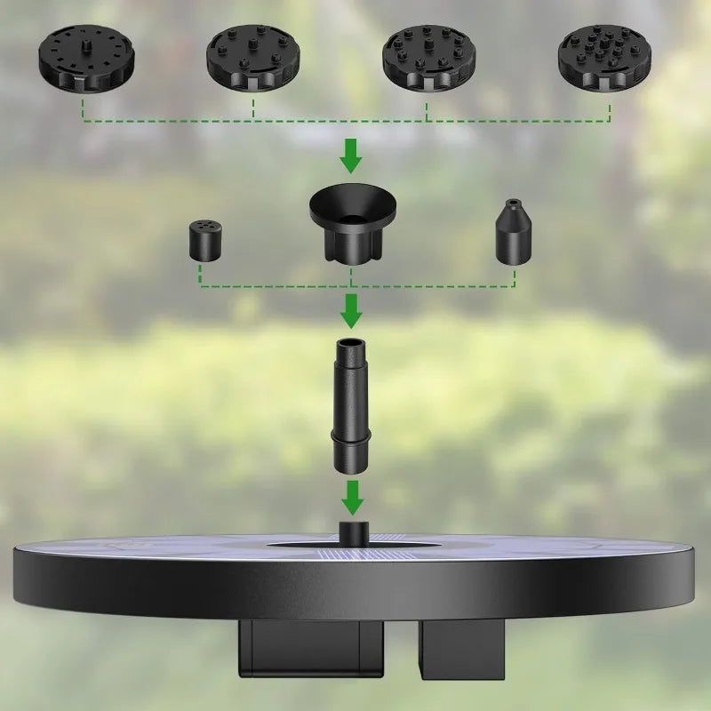 1W/1.5W/2.5W Outdoor Solar Fountain Suitable for Garden Pond Solar Fountain Pump Kit with 6 Nozzles for Garden Decoration