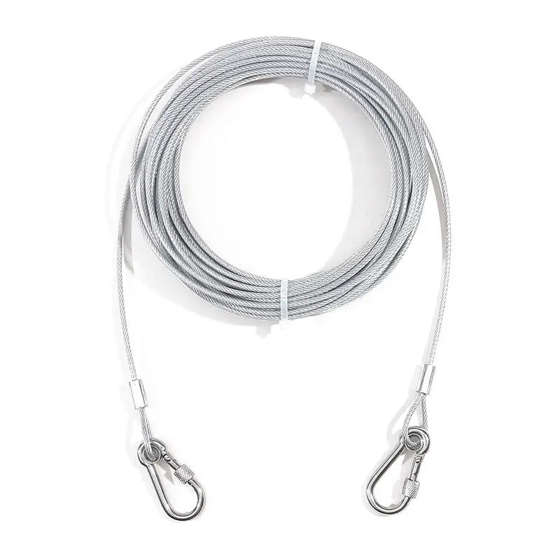 Double-headed Dog Tie Out Cable Leash ,raction rope with metal buckle steel wire anti-rust training collar,Outdoor Dogs Strap