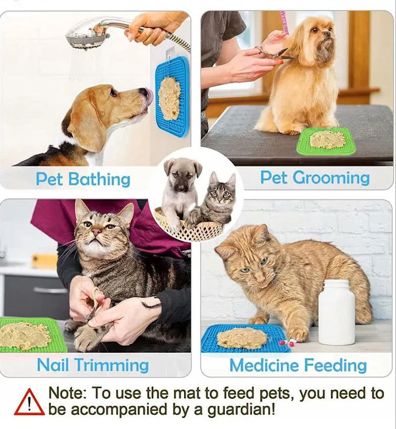 Pet Licking Mat Silicone Pet Food Suction Cup Licking Mat Slow Feeding Mat Anti-choking Slow Food Basin