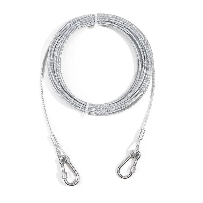 Double-headed Dog Tie Out Cable Leash ,raction rope with metal buckle steel wire anti-rust training collar,Outdoor Dogs Strap