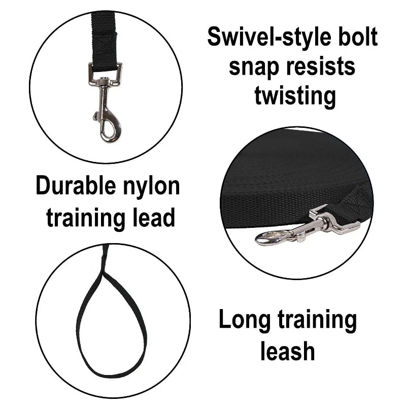 Nylon Long Dog Training Leash 1.5M-30M Traction Rope Lanyard Versatile Pet Walking Lead for Small to Large Dogs