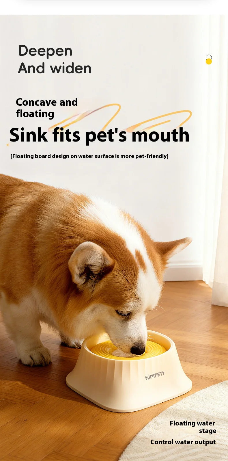 New Slow Feeder Dog Bowl - Floating Non-Spill Water Bowl Anti-Messy Eating Dish for Small Medium Dogs Anti-Wet Chin