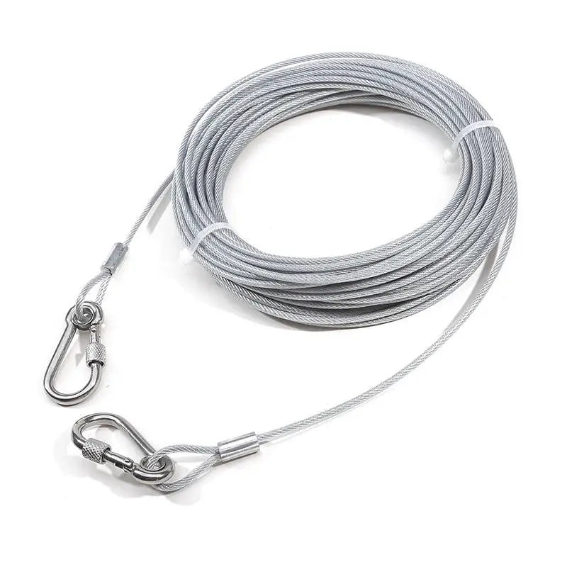 Double-headed Dog Tie Out Cable Leash ,raction rope with metal buckle steel wire anti-rust training collar,Outdoor Dogs Strap