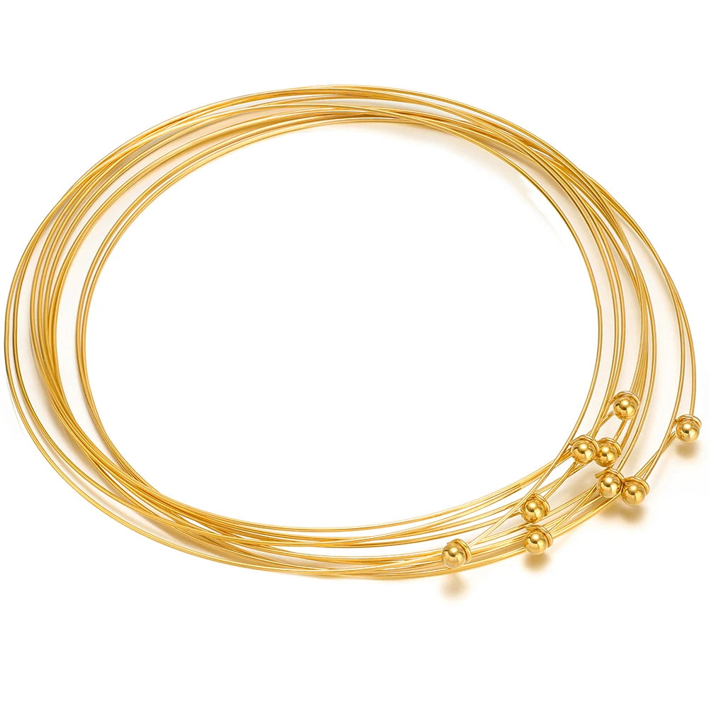 1 Piece 304 Stainless Steel Wire Collar Choker Necklace Round with Removable Ball End Cap Handmade DIY Jewelry Making 45cm Long