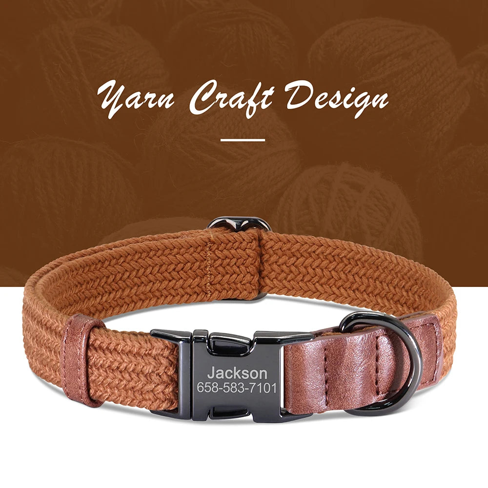 Custom Dog Collar Dog Durable Nylon Dog Collars Free Engraved Pet Name Buckle Necklace Adjustable for Small Medium Large Dogs