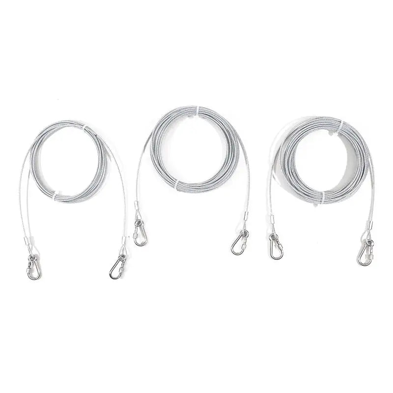 Double-headed Dog Tie Out Cable Leash ,raction rope with metal buckle steel wire anti-rust training collar,Outdoor Dogs Strap