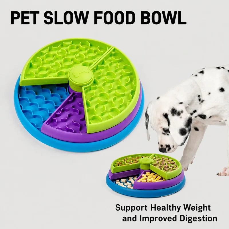 Rotating Tray Slow Feeder Dog Bowl Anti‑Tipping Anti‑Gulping Non‑Slip Pet Slow Eating Food Basin Feeding Dish for Small Dogs Pup