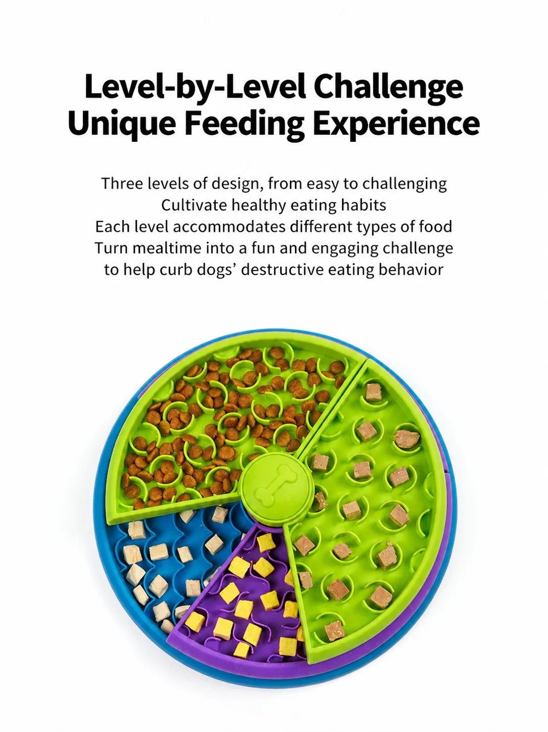 Rotating Tray Slow Feeder Dog Bowl Anti‑Tipping Anti‑Gulping Non‑Slip Pet Slow Eating Food Basin Feeding Dish for Small Dogs Pup