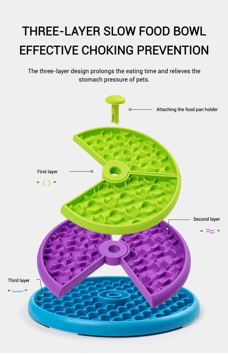 Pet Slow Feeding Bowl Pet Three-layer Slow Food Bowl Puzzle Rotating Feeder Dog Interactive Feeding Bowl Pet Supplies
