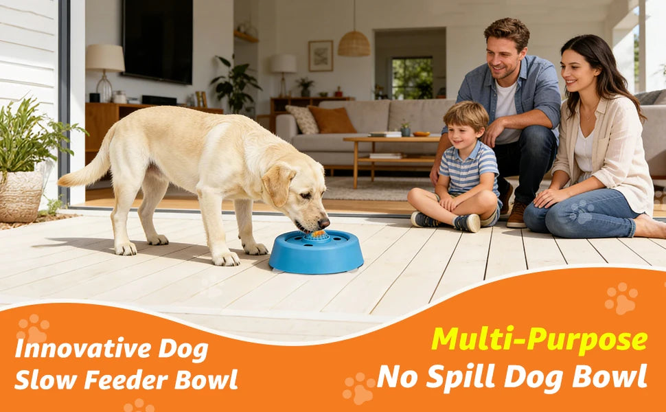 Slow Feeder Dog Bowl, Lick Ball Lid, Anti-Slip Suction Cups, for Wet Food, Bone Broth and Liquid Treats, Ideal for Small Dogs