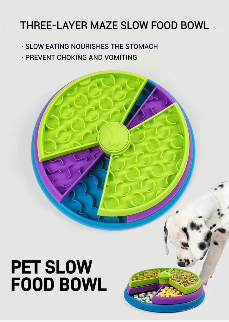 Pet Slow Feeding Bowl Pet Three-layer Slow Food Bowl Puzzle Rotating Feeder Dog Interactive Feeding Bowl Pet Supplies