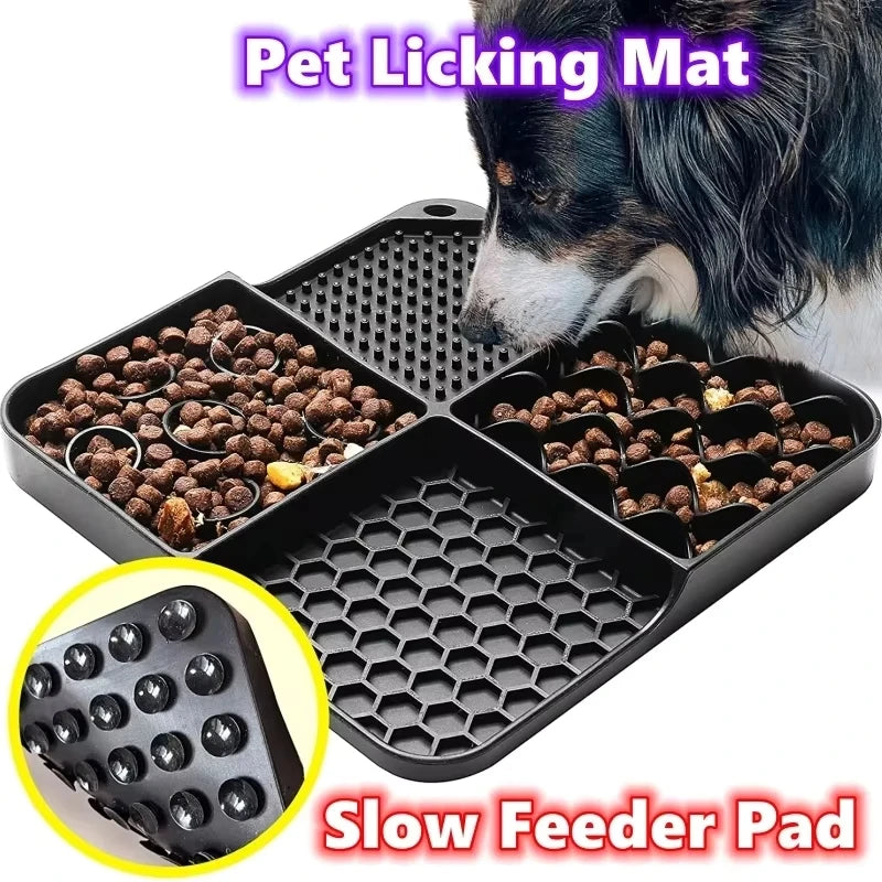 Slow Feeder Mat for Pets - Non-Toxic Silicone (Turquoise) Upgraded Anxiety and Boredom Relief Tool with Aluminum Bowl,17x11x2 in