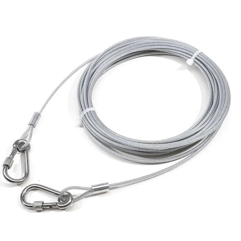 Double-headed Dog Tie Out Cable Leash ,raction rope with metal buckle steel wire anti-rust training collar,Outdoor Dogs Strap