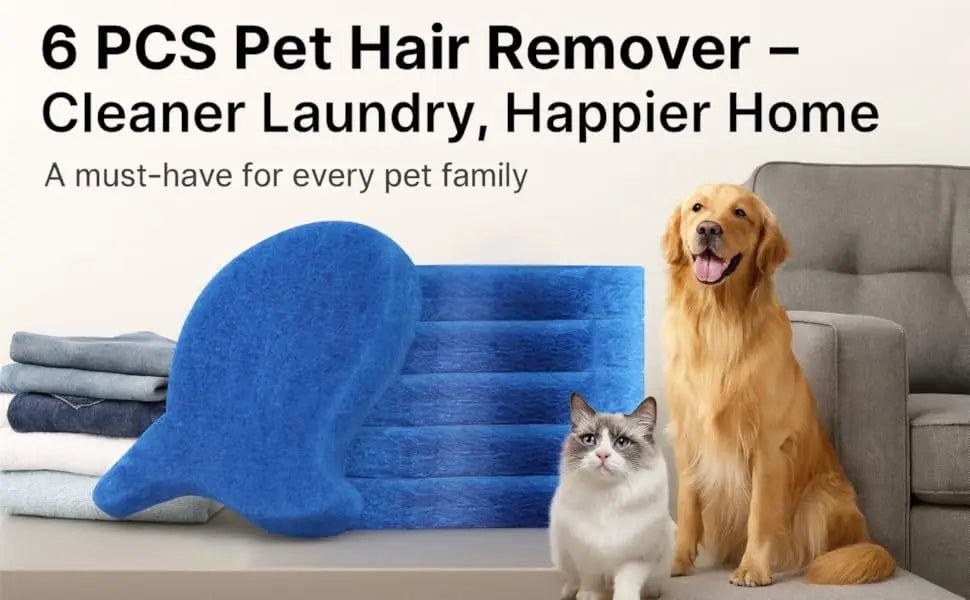 6 PCS Pet Hair Remover for Laundry – Effectively Removes Fur Lint & Dander – Reusable Eco-Friendly Laundry Pet Hair Catcher