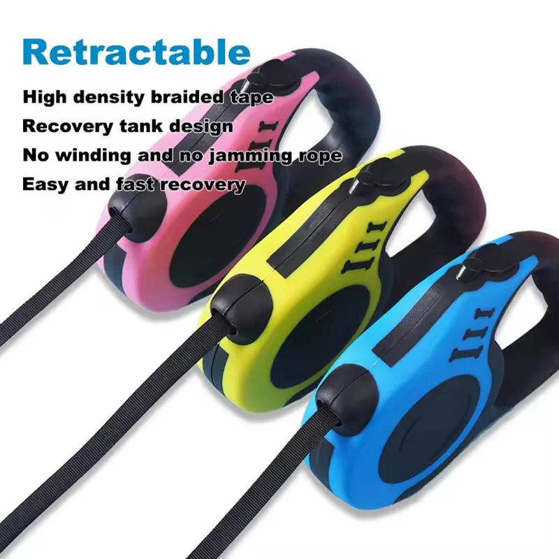 Retractable Dog Leash Outdoor Pet Leash Nylon Braided Rope for Small Medium Dogs Pet Supplies Hiking Walking Traction Rope