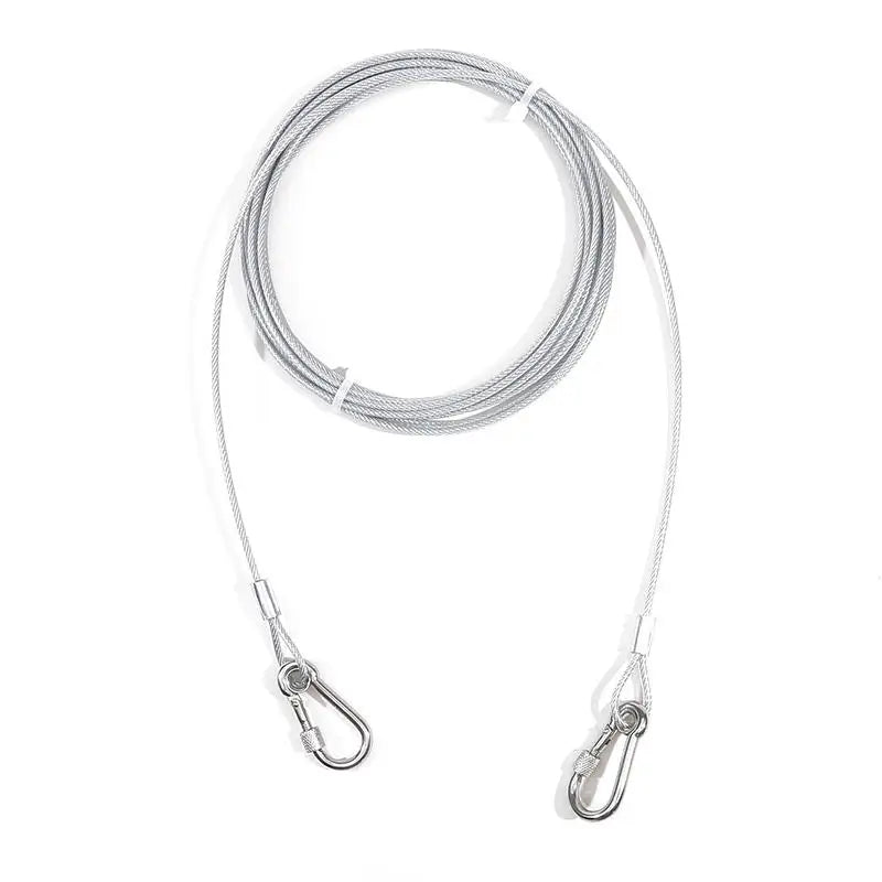 Double-headed Dog Tie Out Cable Leash ,raction rope with metal buckle steel wire anti-rust training collar,Outdoor Dogs Strap
