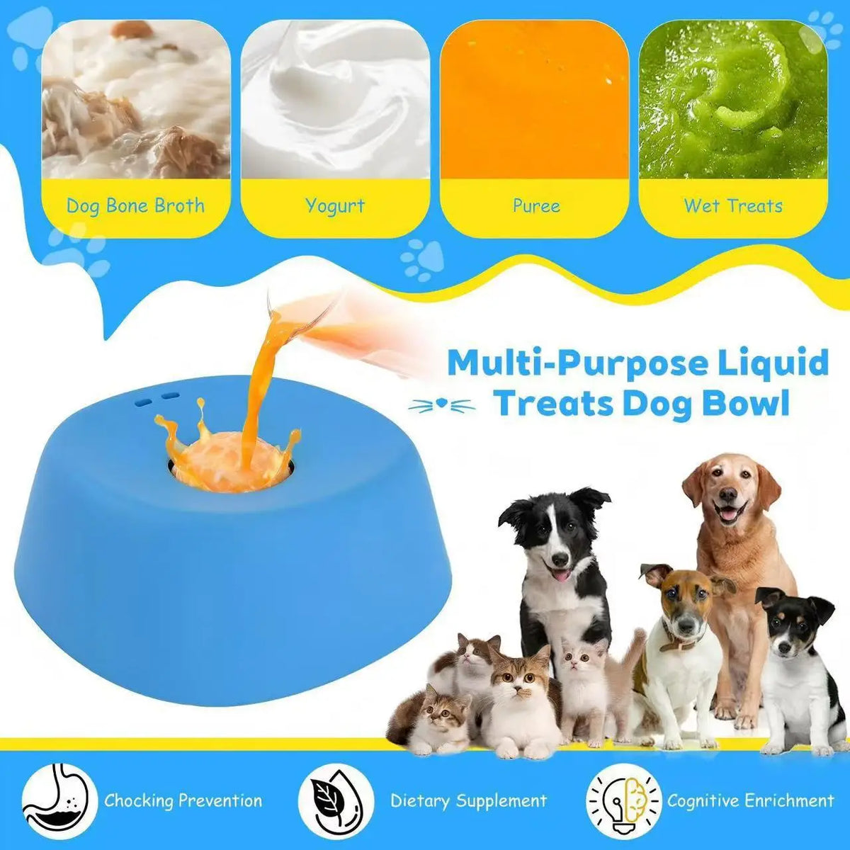 Slow Feeder Bowl for Pets,Specifically Made for Dogs And Cats.This Non-Slip Interactive Feeding Device Prevents Choking And Is