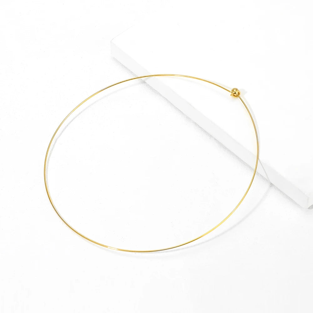 1 Piece 304 Stainless Steel Wire Collar Choker Necklace Round with Removable Ball End Cap Handmade DIY Jewelry Making 45cm Long