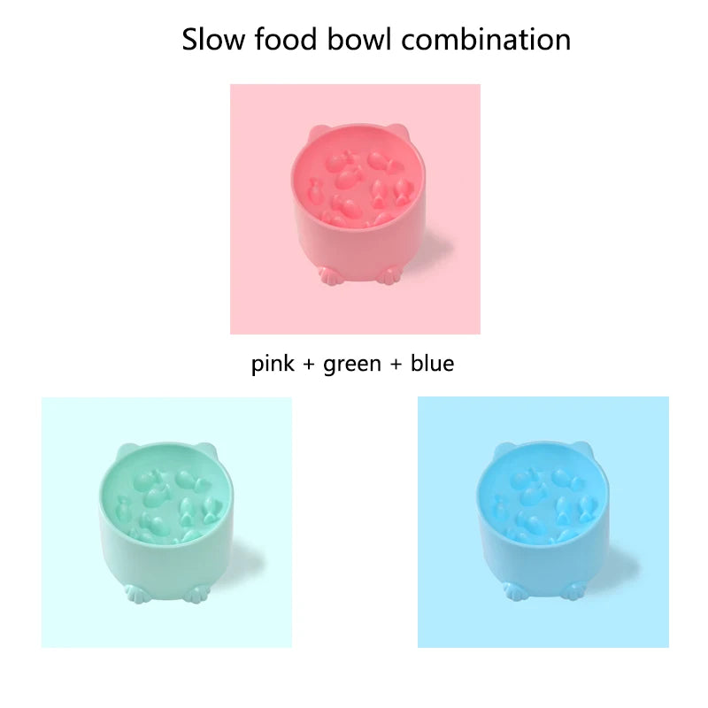 Slow Feeder Dog Cat Bowl, Anti-Choking & Neck Support Design - Puzzle Food Dish for Fast Eaters, Pet Supplies to Prevent Bloat