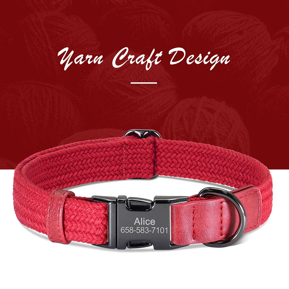 Custom Dog Collar Dog Durable Nylon Dog Collars Free Engraved Pet Name Buckle Necklace Adjustable for Small Medium Large Dogs