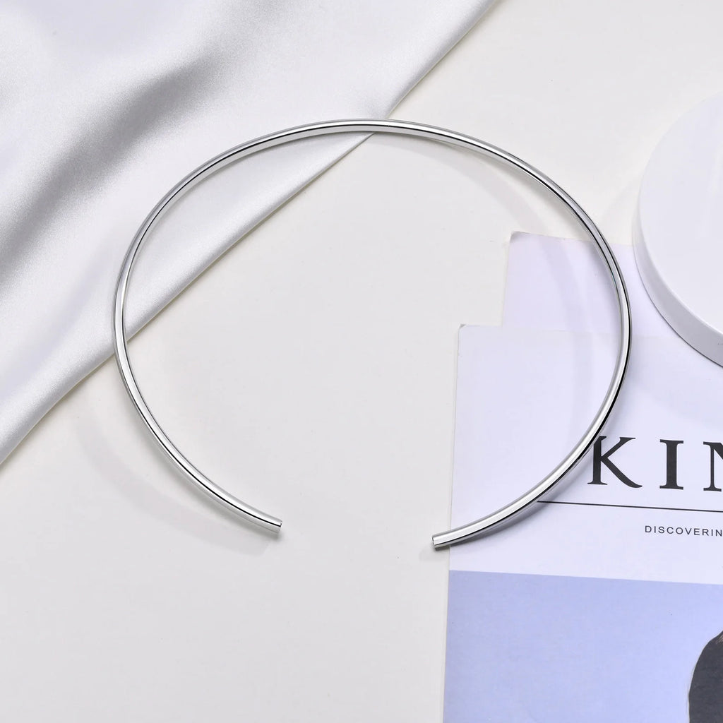 Stainles Steel Chocker Collar Necklace For Women, Open Neck Cuff Torques , Minimalist Necklace Birthday Party Gift