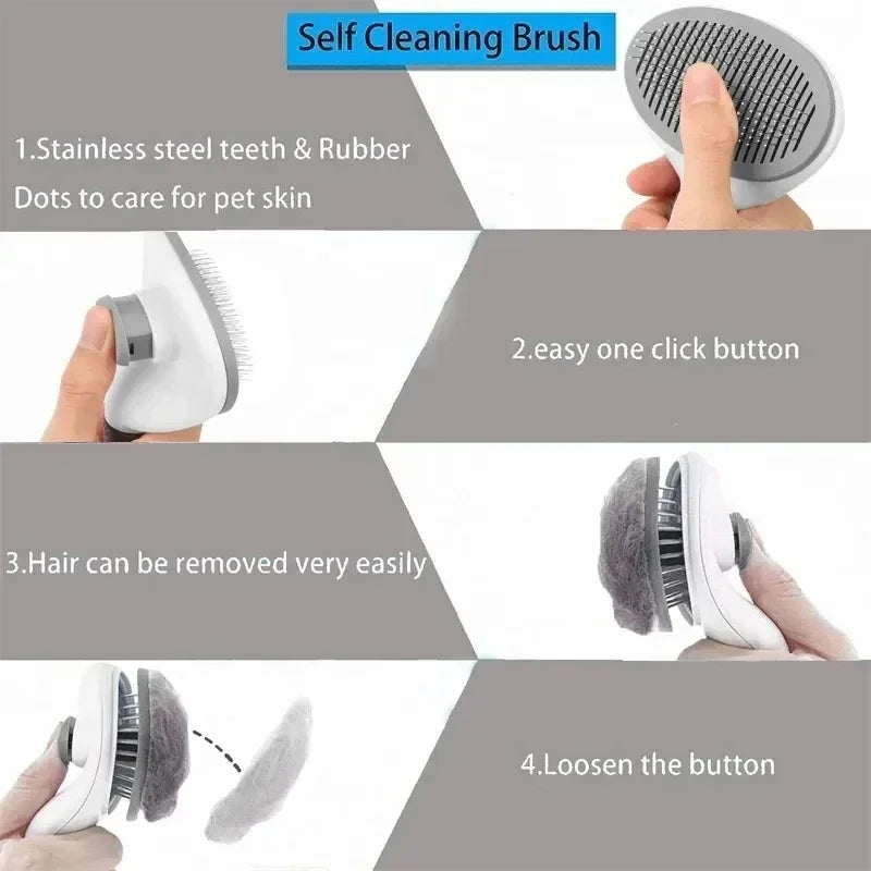 Pet Hair Deshedding Brush Self Cleaning for Dogs Cats Grooming Tool Remove Loose Undercoat Fur Pet Hair Remover