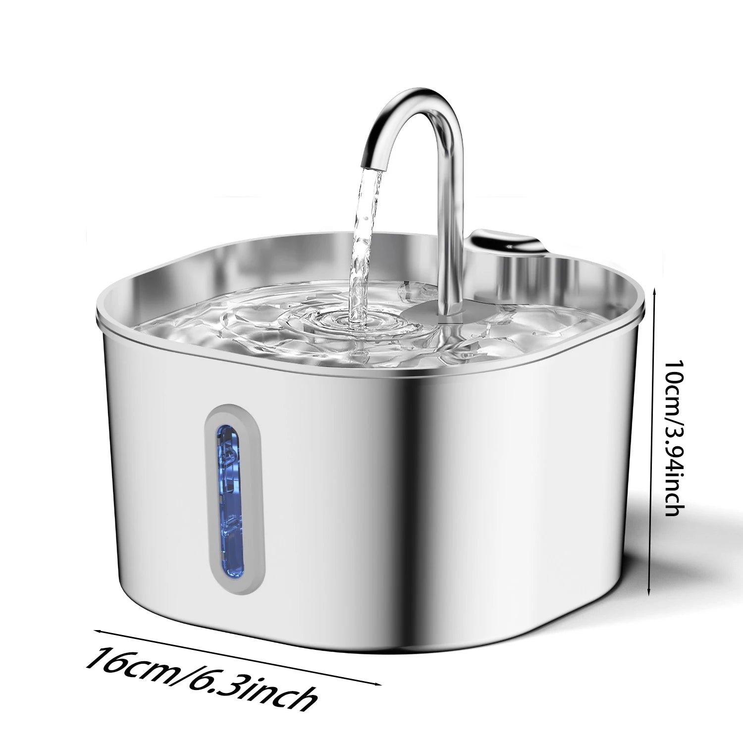 Stainless Steel Cat Water Fountain, 2.2L, Pet Water Dispenser With Filter, Dog Drinking Fountain for Cats, Ultra Quiet Water Pum