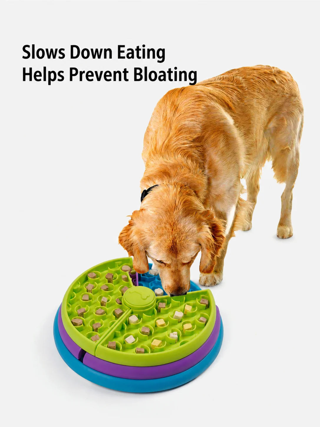 Rotating Tray Slow Feeder Dog Bowl Anti‑Tipping Anti‑Gulping Non‑Slip Pet Slow Eating Food Basin Feeding Dish for Small Dogs Pup