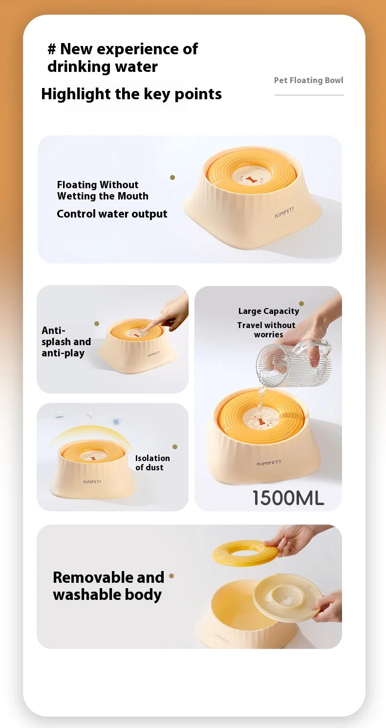 New Slow Feeder Dog Bowl - Floating Non-Spill Water Bowl Anti-Messy Eating Dish for Small Medium Dogs Anti-Wet Chin