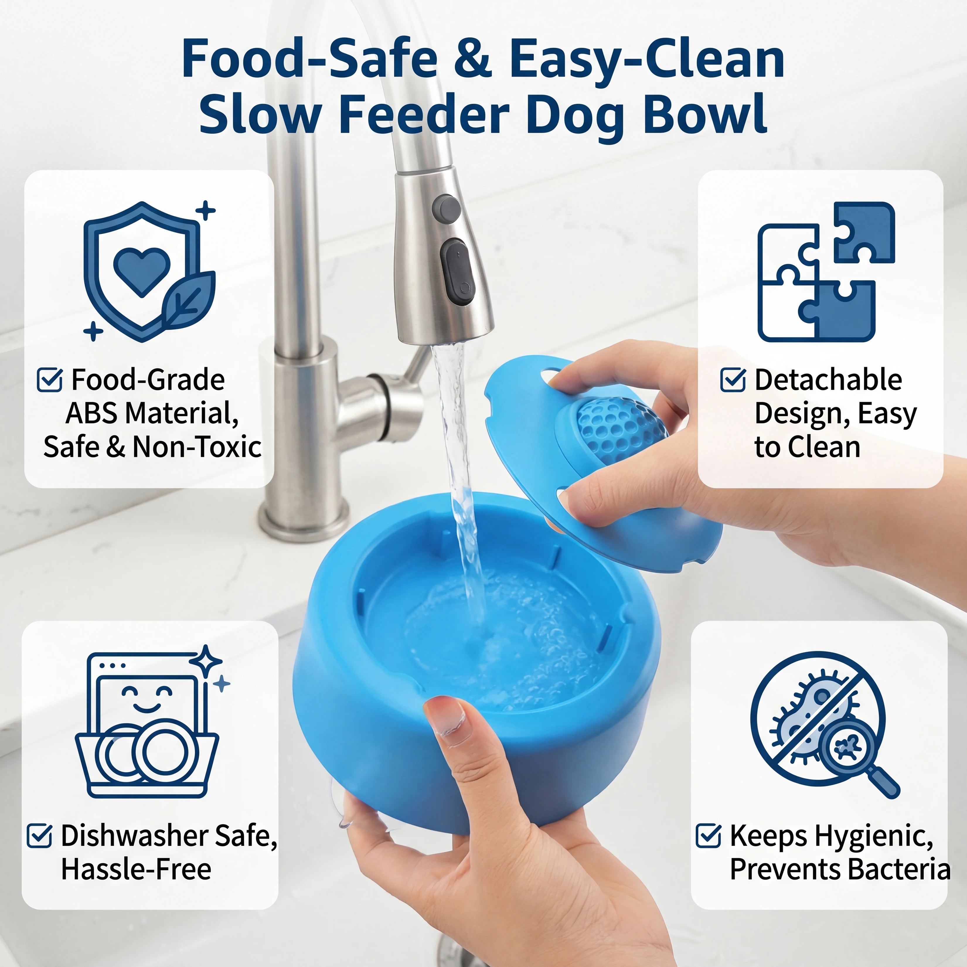 Slow Feeder Dog Bowl, Lick Ball Lid, Anti-Slip Suction Cups, for Wet Food, Bone Broth and Liquid Treats, Ideal for Small Dogs