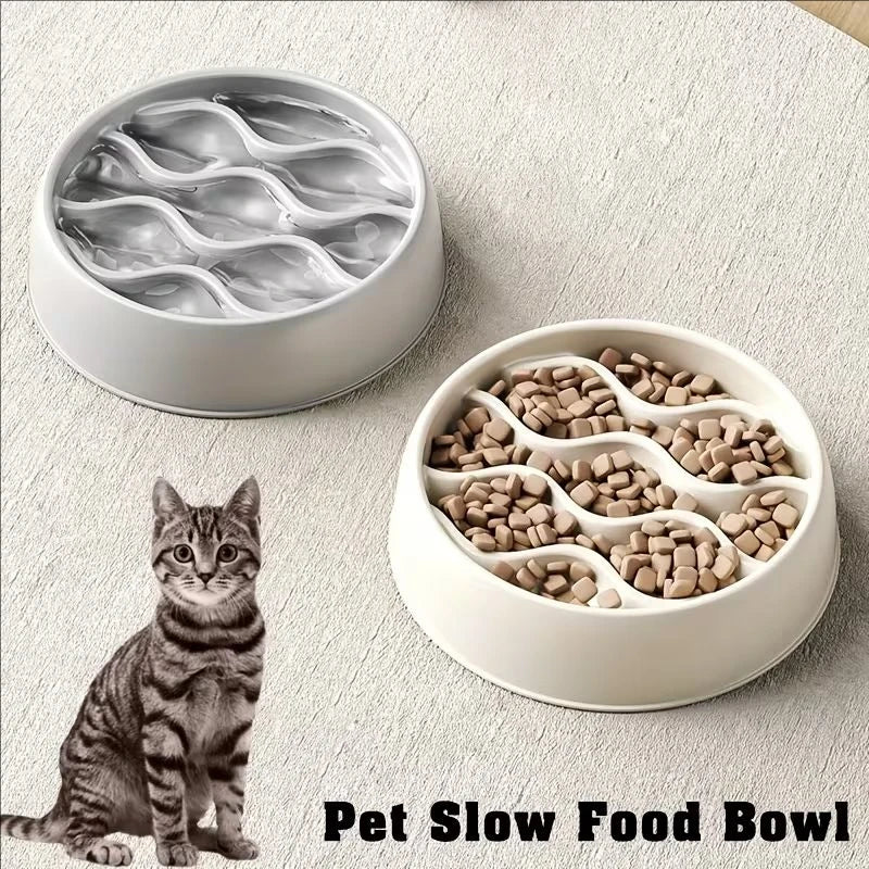 Cat Slow Feeder Bowl Large Capacity Thickened Slow Feeding Dish Durable PP Material Slow Feeder Bowl